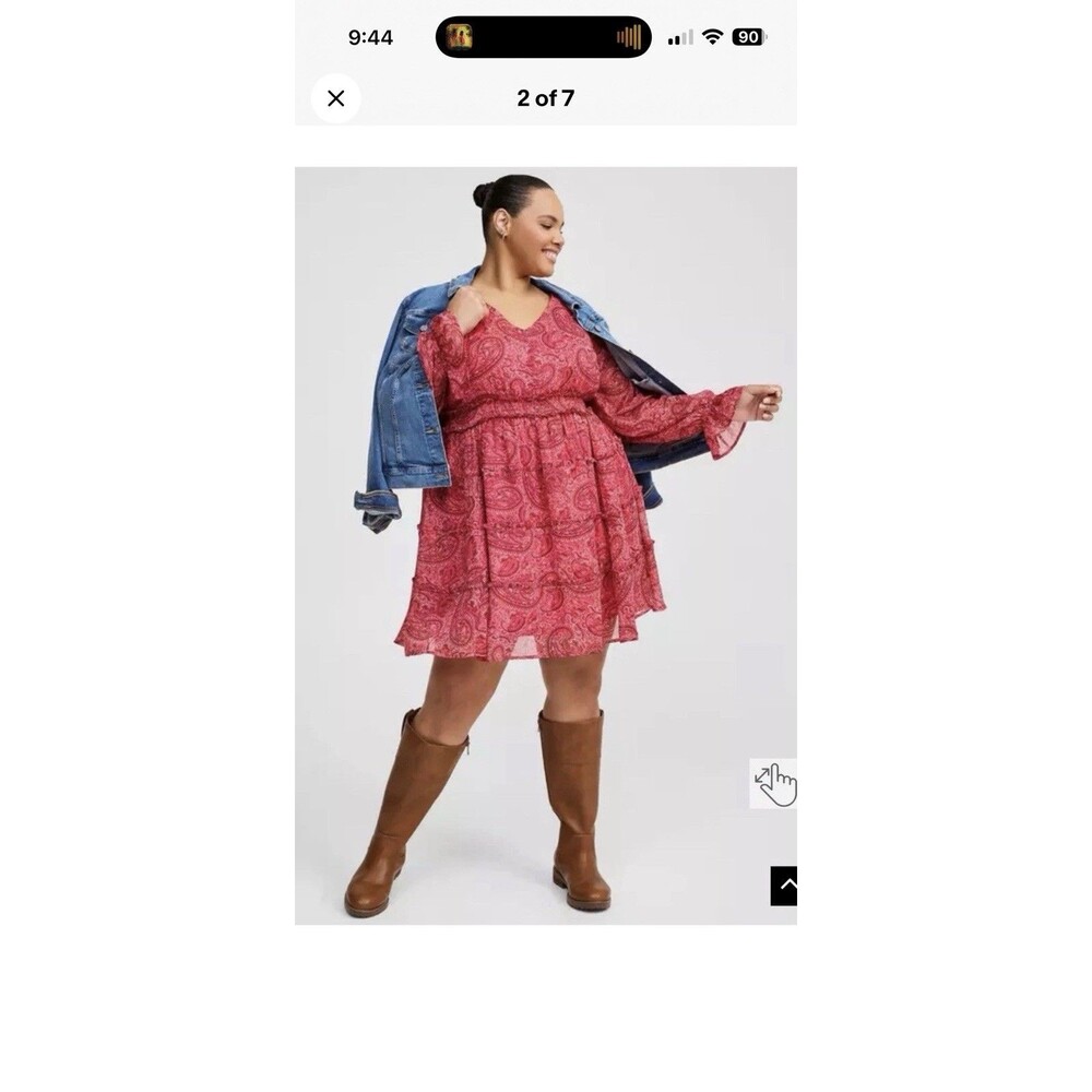 Torrid New paisley print chiffon tiered mini dress 0X 12/24 Ruffles grannycore